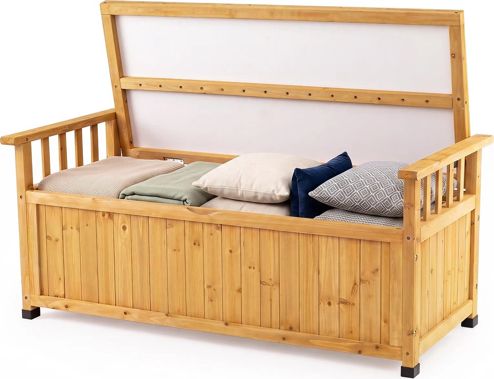 Banco de Jardim com Arrumação, 123 x 58 x 53 cm, Capacidade de Arrumação de 155 L, Natural
