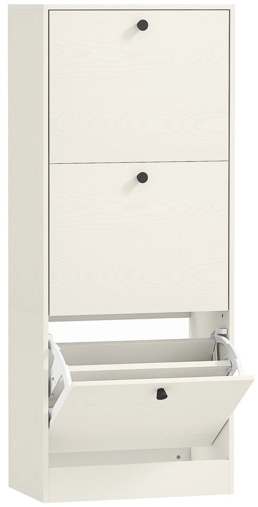 HOMCOM Sapateira Estreita com 3 Portas Sapateira para Entrada com Prateleiras Ajustáveis para 12 Pares de Sapatos 47x28x115 cm Branco | Aosom Portugal