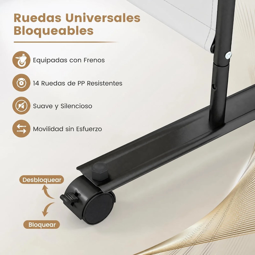 Biombo Separador de Espaço Dobrável de 6 Painéis, 331,5 x 35,5 x 173 cm, Rodas com Travão, Branco