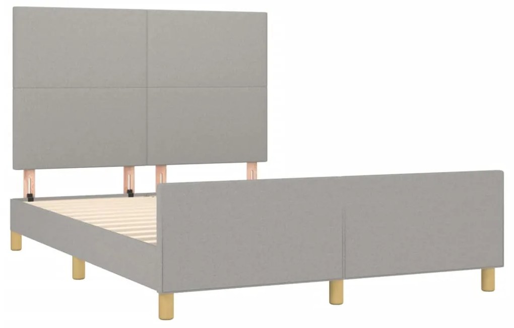 Estrutura de cama com cabeceira 140x200 cm tecido cinza-claro