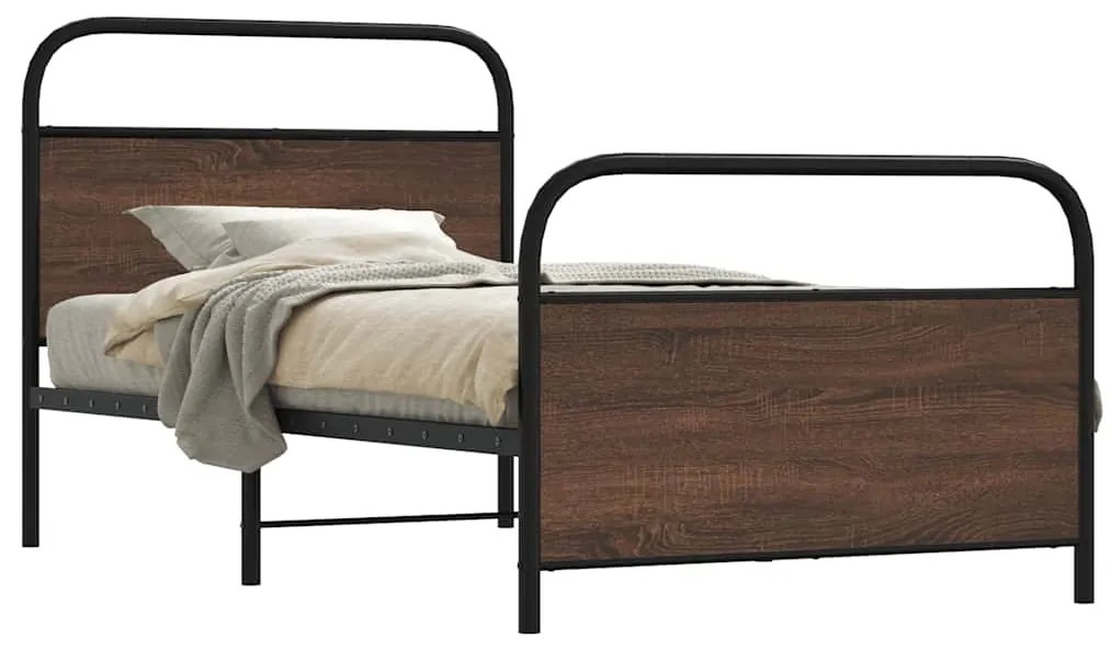 Estrutura cama s/ colchão derivados madeira carvalho castanho