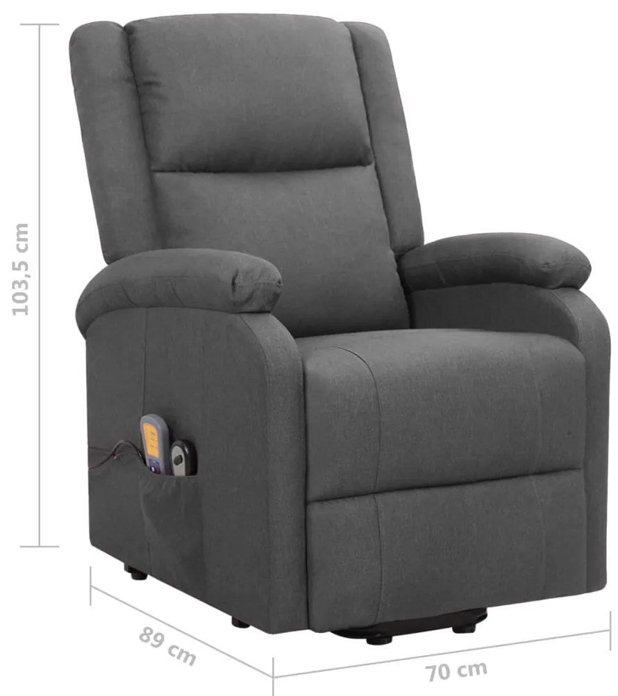 Poltrona de massagens elevatória tecido cinzento-escuro