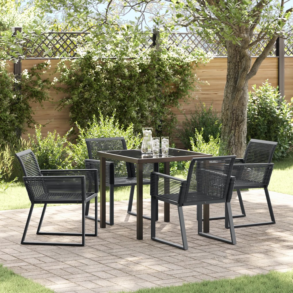 vidaXL Conjunto de Jantar de Jardim 5 Peças Preto Rattan Sintético