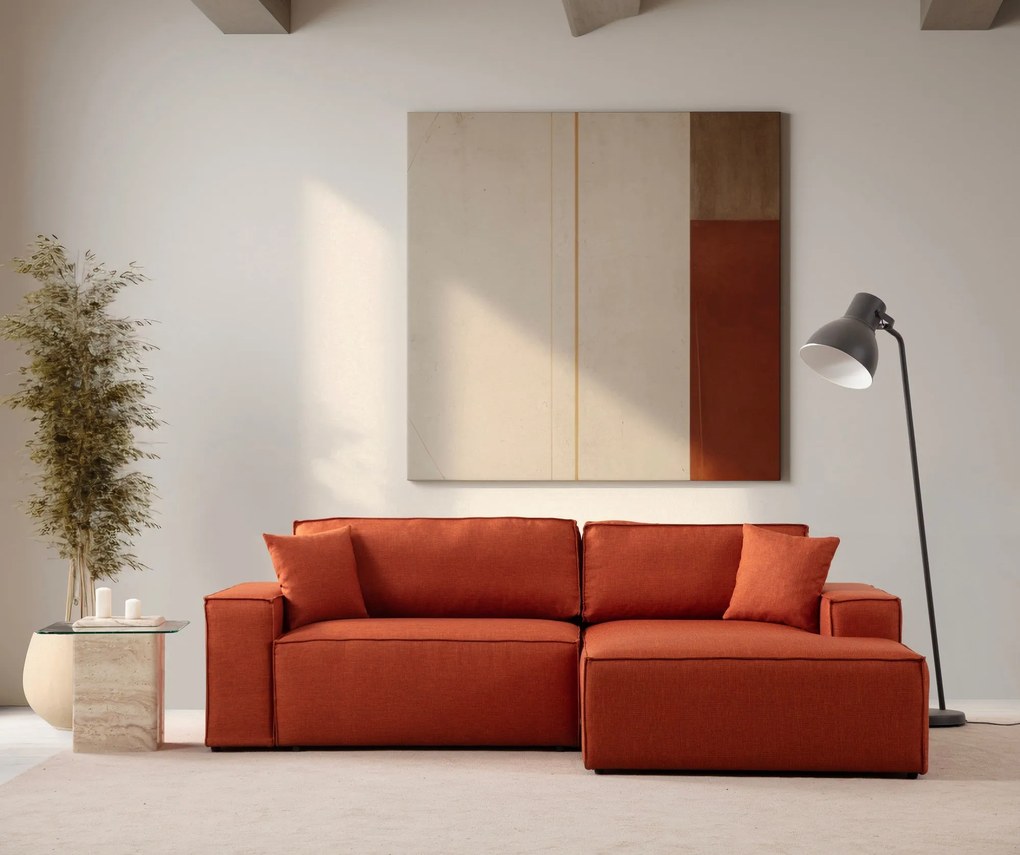 Sofá-Cama de Canto Pırlo – Laranja – 260 cm x 78 cm x 170 cm