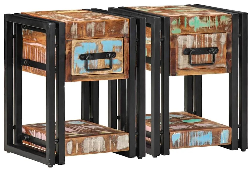 Criado-mudos 2 pcs 40x40x40 cm Madeira recuperada maciça