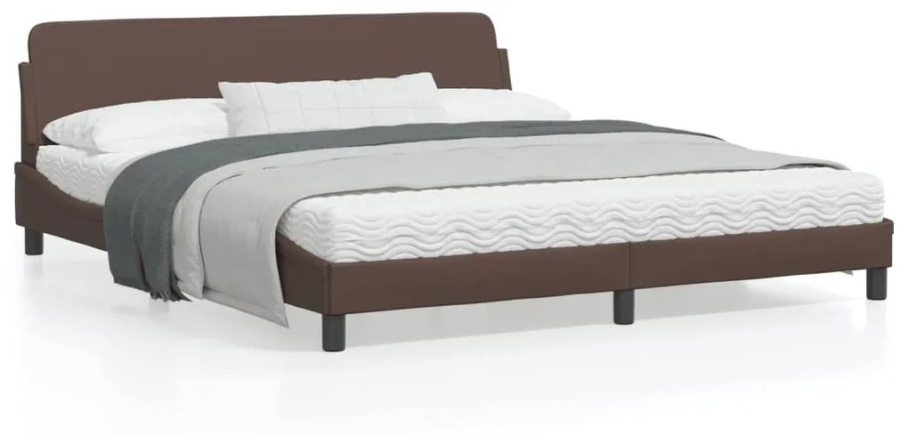 vidaXL Estrutura cama c/ cabeceira 180x200cm couro artificial castanho