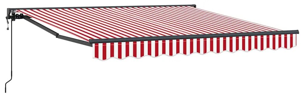 Toldo Retrátil Listrado Vermelho e Branco 300x250 cm Metal