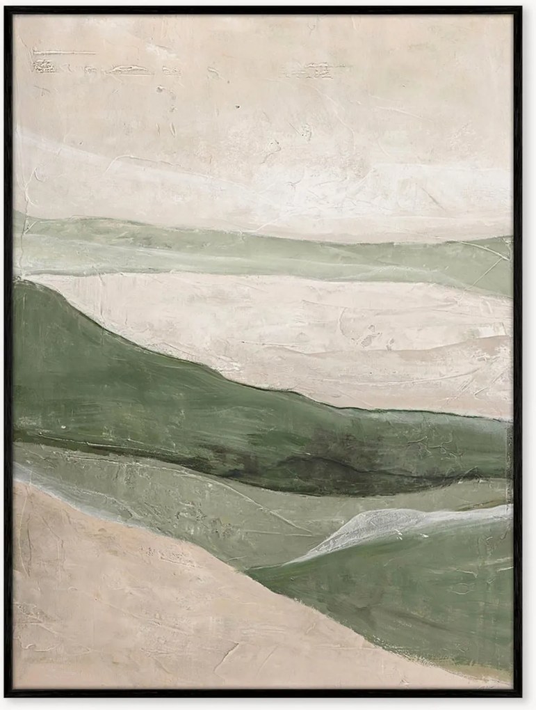 Tela emoldurada pintada à mão Picture Green Field