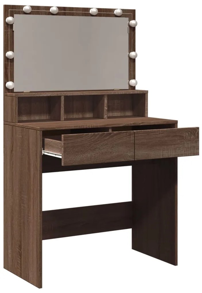 Toucador com LED 80x41x134,5 cm carvalho castanho