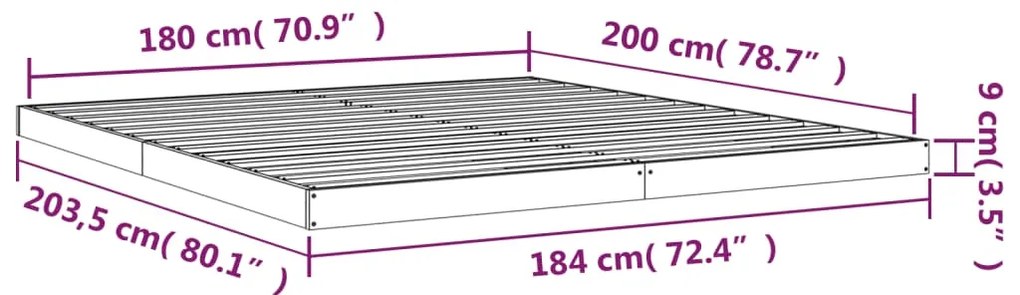 Estrutura de cama super king size 180x200 cm pinho maciço