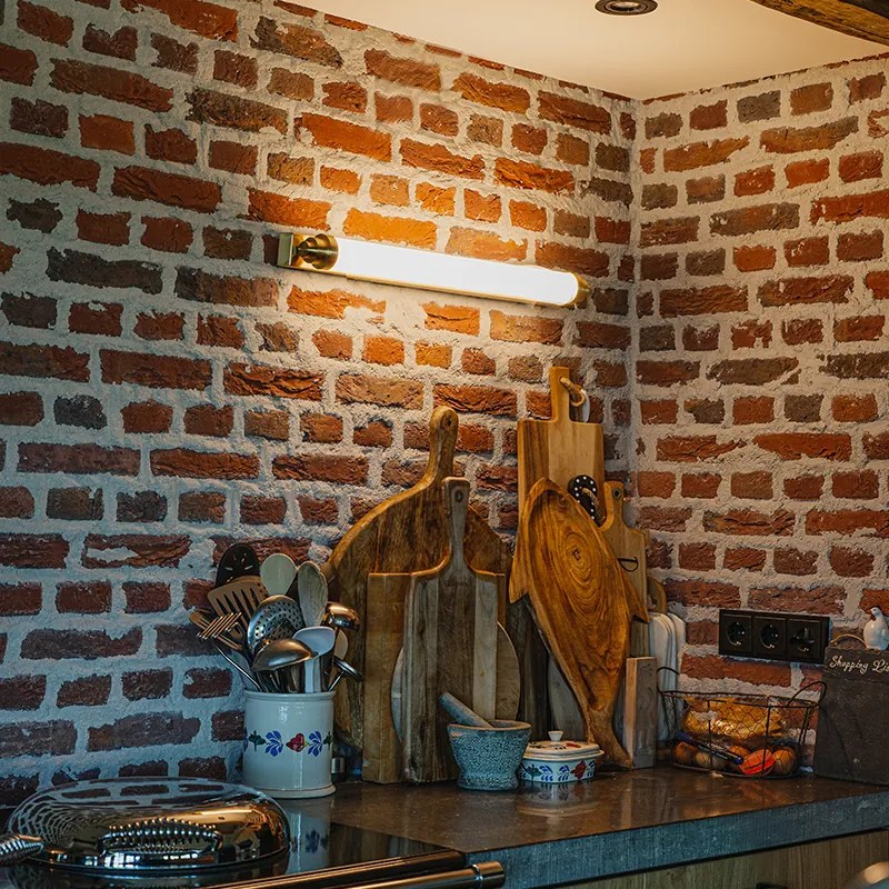 Candeeiro de parede branco com dourado incl. LED 3-step dimmer IP44 - Yordi