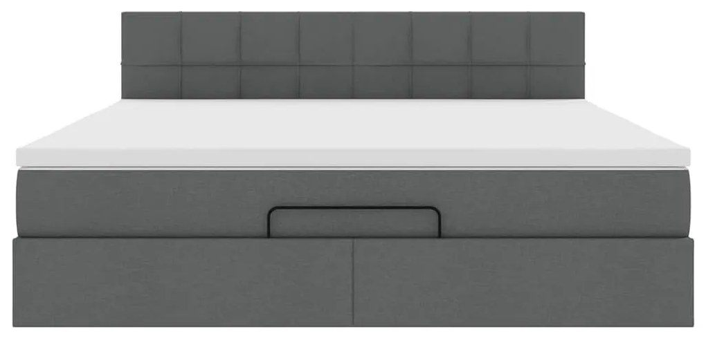 Estrutura de cama otomana com colchão 180x200cm cinzento escuro
