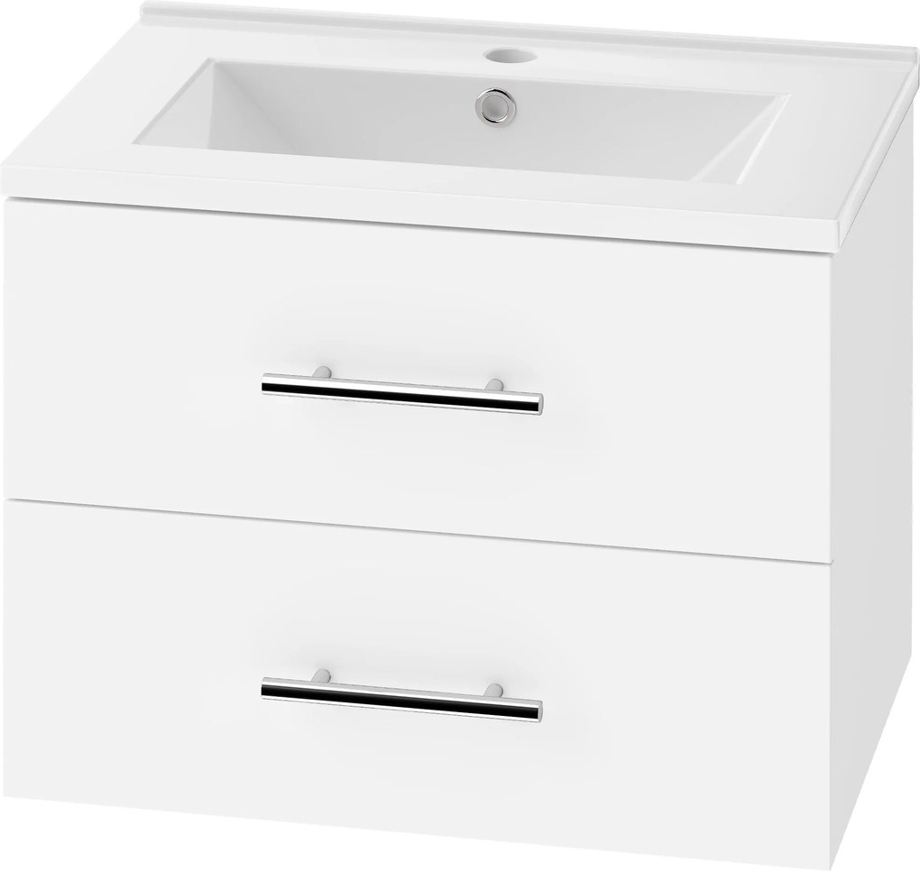 HOMCOM Móvel de Casa de Banho Suspenso com Lavatório, Armário com 2 Gavetas, 60 cm, Branco | Aosom Portugal
