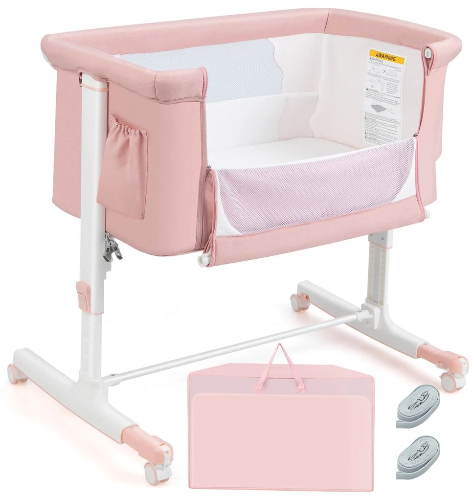 Berço portátil dobrável fácil com 7 alturas ajustáveis