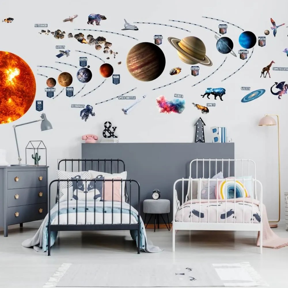 Autocolantes de parede INSPIO para crianças – Grande sistema solar