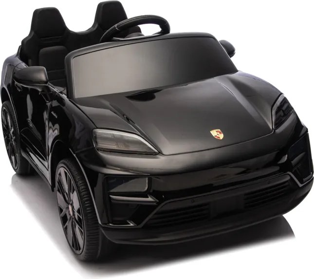 Carro elétrico para crianças até 5 anos Porsche Macan Turbo 12V, com bateria de lítio, Pneus de borracha, Controle remoto Preto