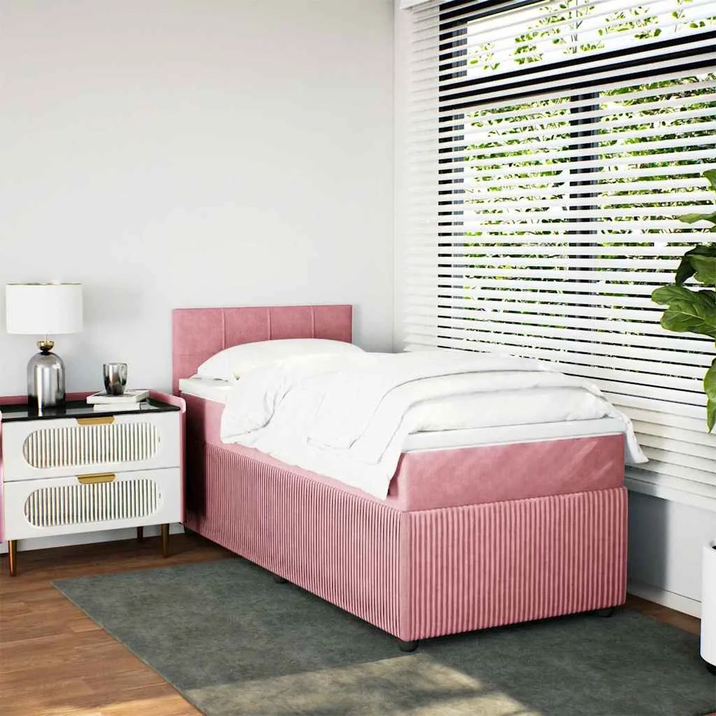Cama com molas/colchão 90x190 cm veludo rosa