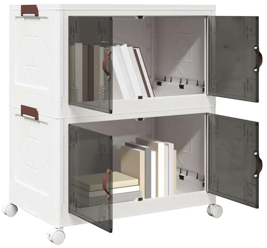 vidaXL Caixa arrumação empilhável com rodas 2 níveis 75 L 64x40x76 cm