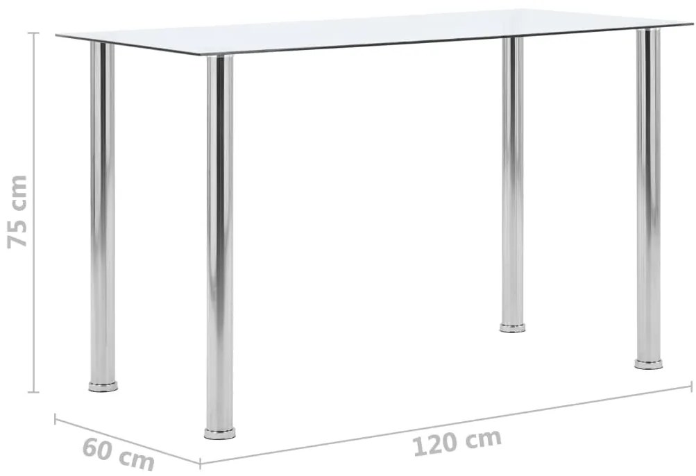Mesa de jantar 120x60x75 cm vidro temperado transparente