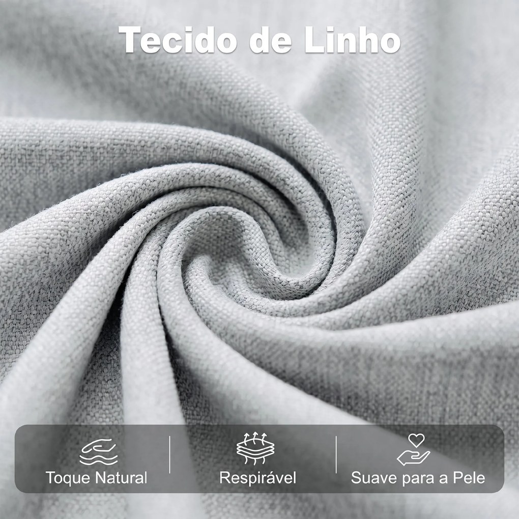 Sofá-cama de 2 Lugares 3 em 1 em Tecido Efeito Linho com Encosto Ajustável Click-Clack, Cinzento-claro