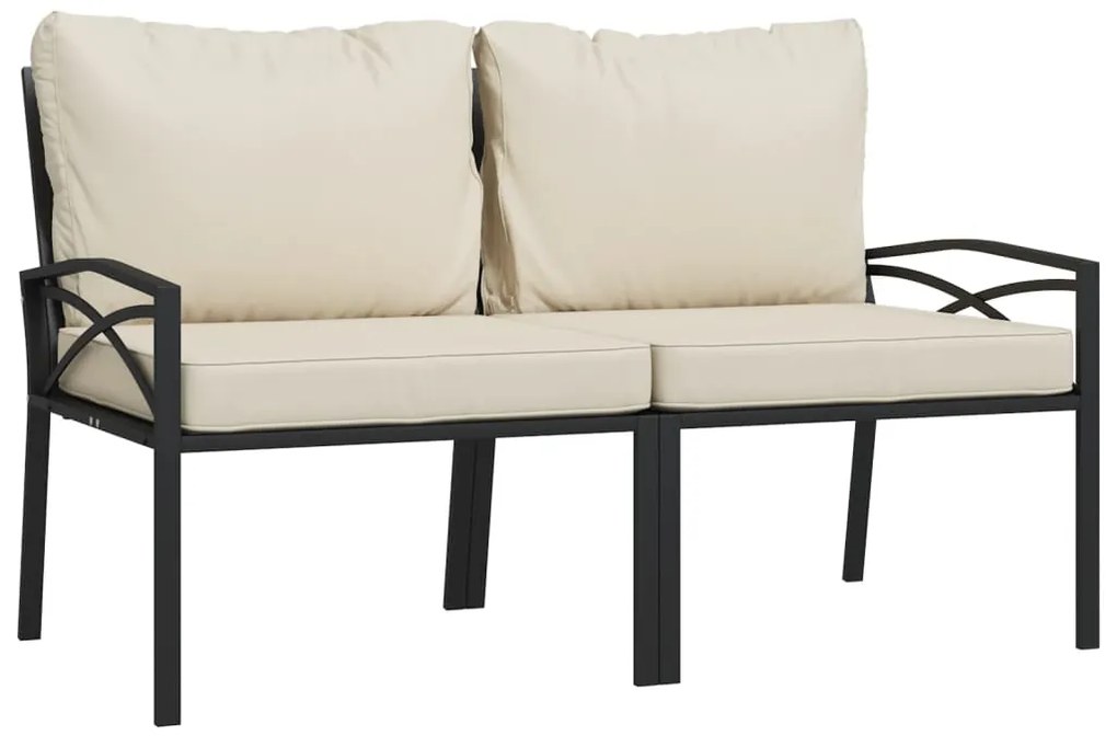 7 pcs conjunto lounge de jardim aço c/ almofadões areia