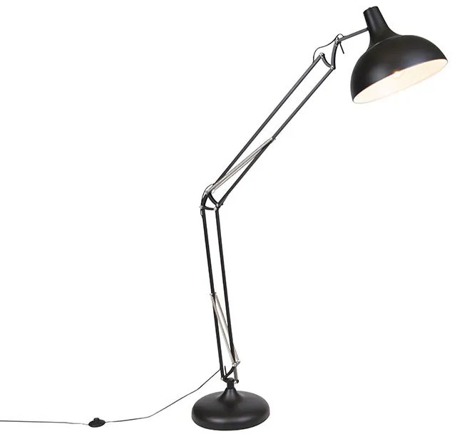 Candeeiro de pé industrial preto regulável - Hobby Retro