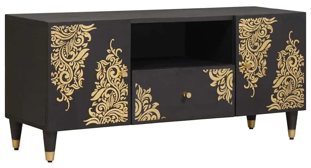vidaXL Gabinete para TV Preto 105 x 33 x 46 cm Madeira de manga maciça