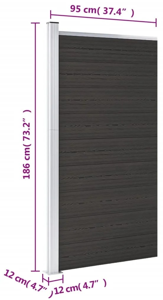 Painel de cerca 95x186 cm WPC preto