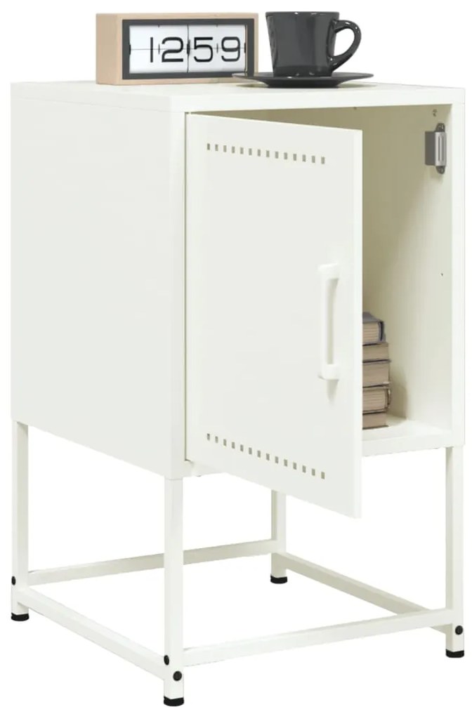 Mesas de cabeceira 2 pcs 36x39x60,5 cm aço branco