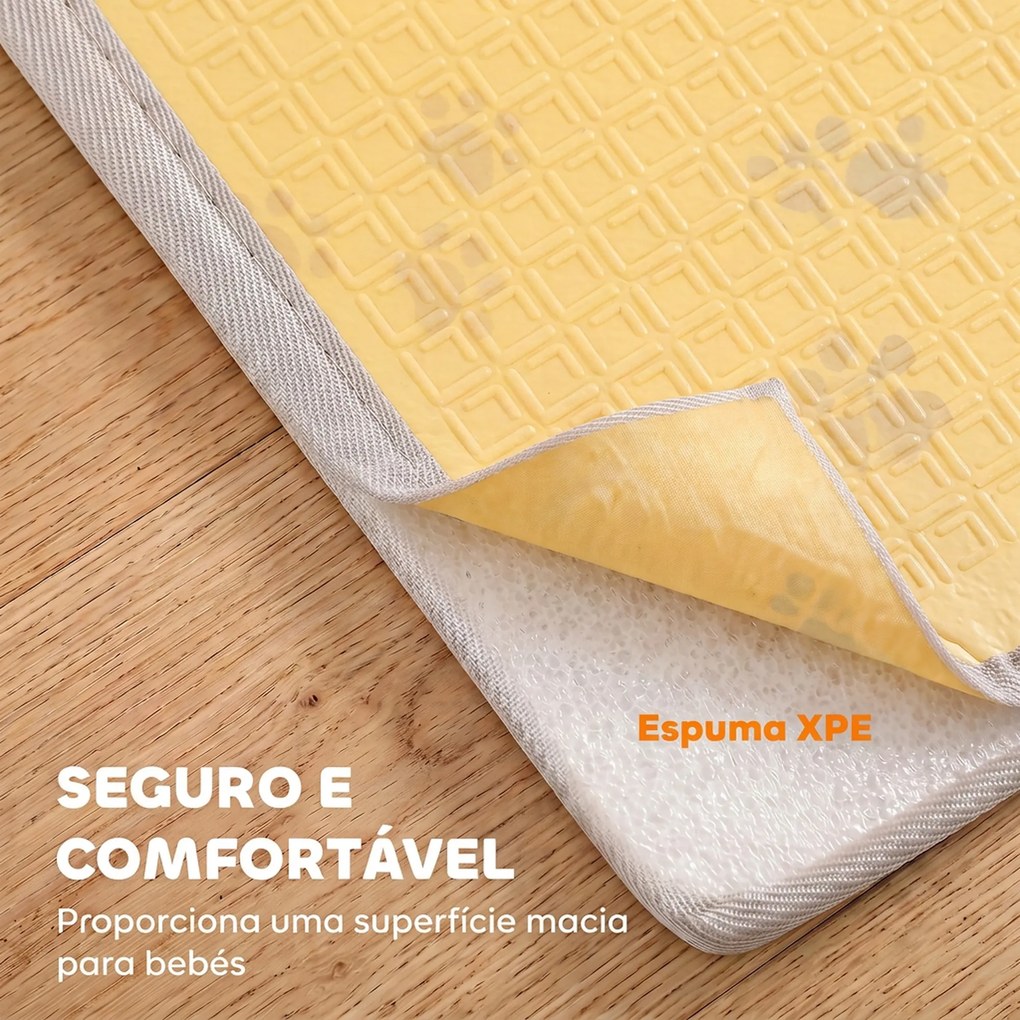 Tapete Infantil Dobrável e Reversível 200x150 cm Antiderrapante e Impermeável, Design Árvore e Floresta