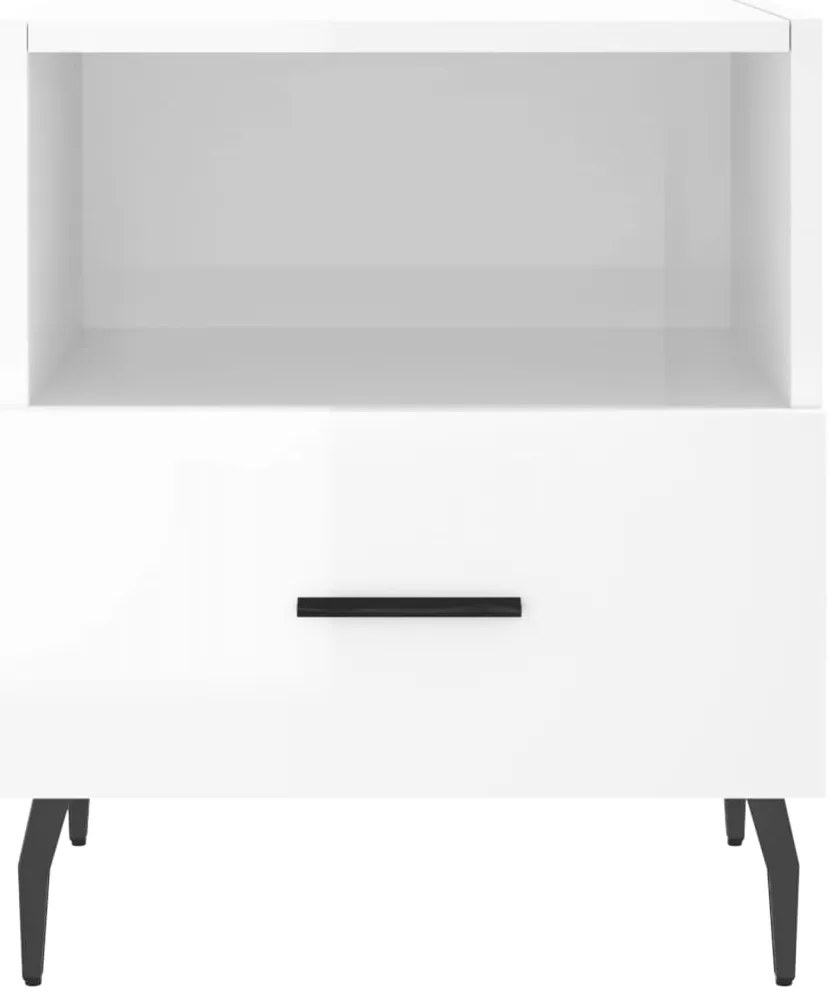 Mesas de cabeceira 2pcs derivados de madeira branco brilhante