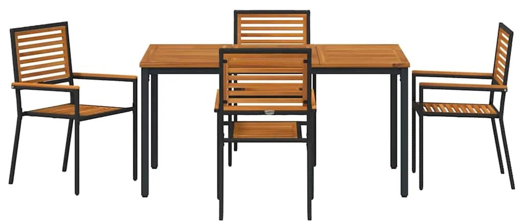 Conjunto de Jantar Jardim 5 Peças vidaXL Preto Polyrattan Acácia