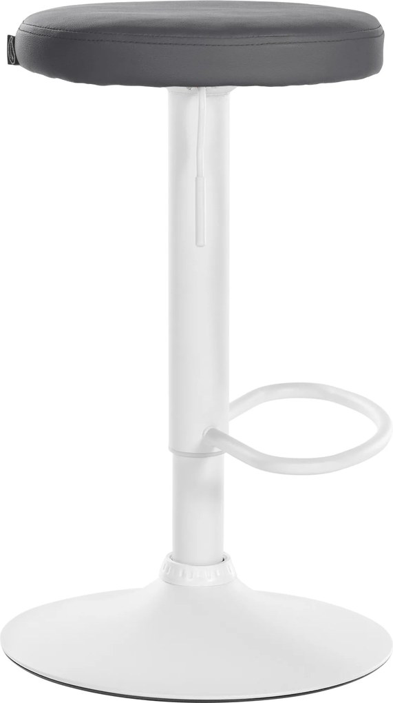 Conjunto de 2 bancos altos em couro sintético de estrutura branca 60-81 x 38,5 cm cinzento