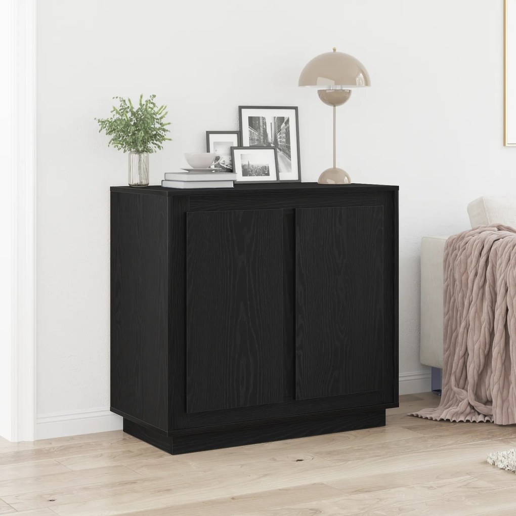 Buffet vidaXL Preto Carvalho 80x34x75 cm Madeira Engenharia