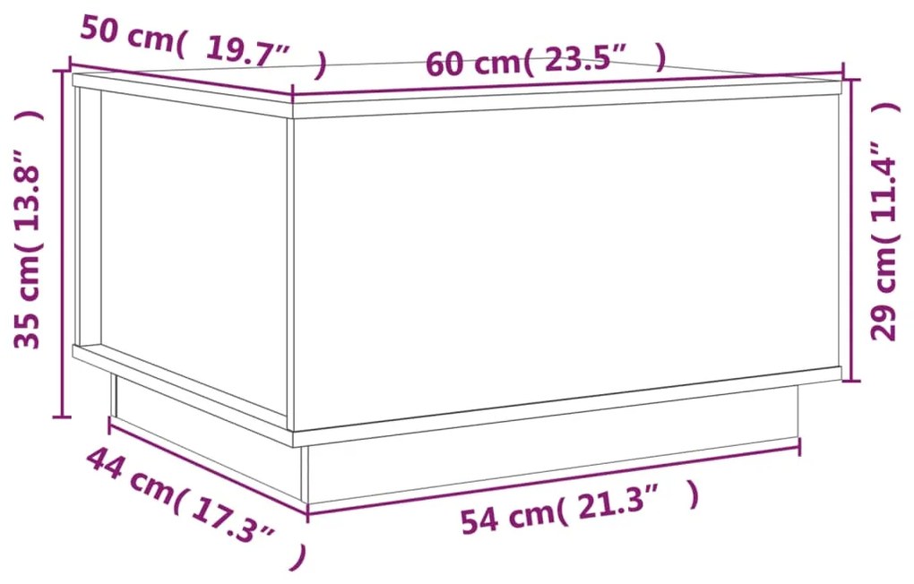 Mesa de centro 60x50x35 cm pinho maciço cinza