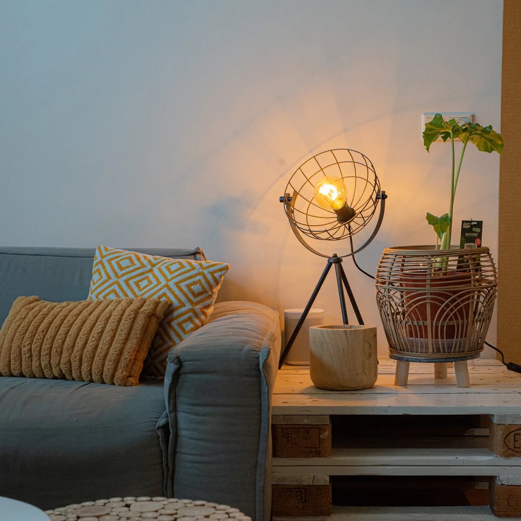 Candeeiro de mesa industrial tripé preto ajustável - Hanze