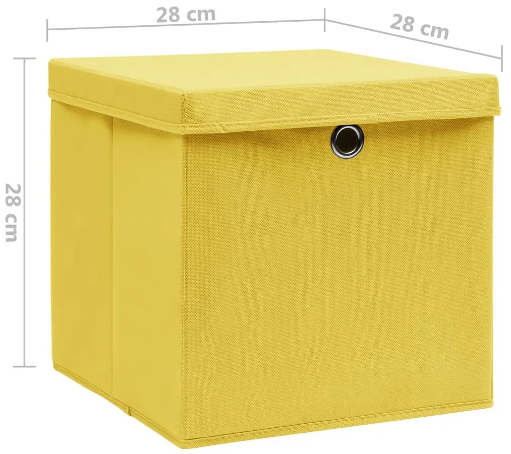 Caixas de arrumação com tampas 4 pcs 28x28x28 cm amarelo