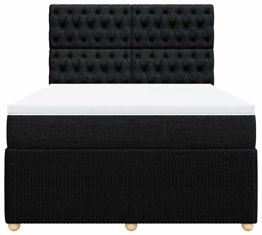 Cama com molas/colchão 160x200 cm tecido preto