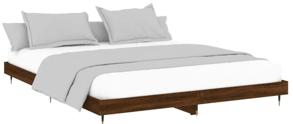 Estrutura cama sem colchão 200x200 cm carvalho castanho