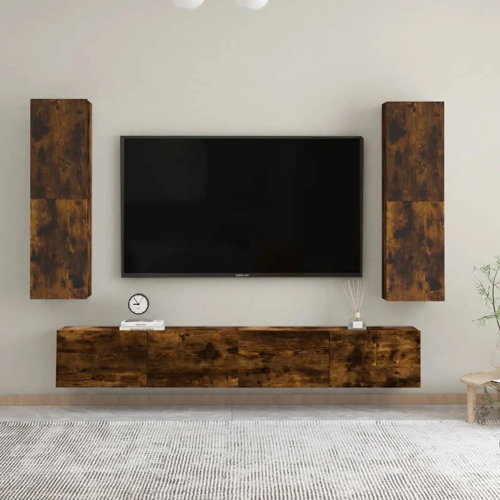 Móvel para TV de parede 30,5x30x110 cm cor carvalho fumado