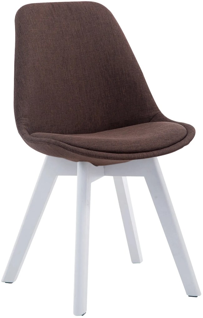 Cadeira de cozinha e sala de jantar Borneo em tecido com estrutura branca 48 x 84 x 55 cm Castanho