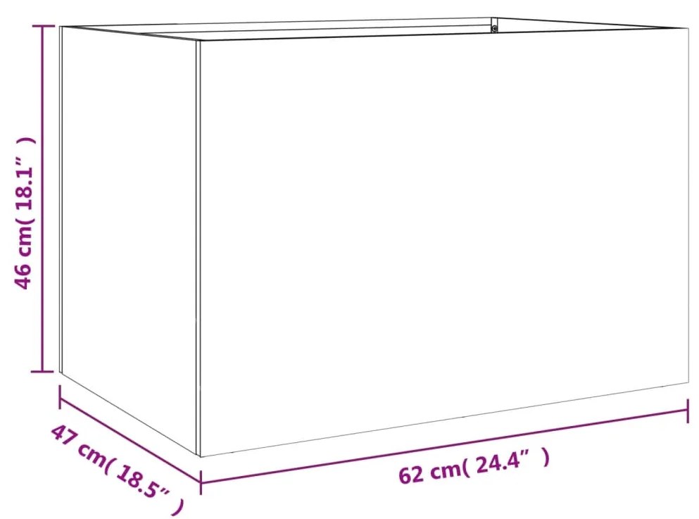 Vaso/floreira 62x47x46 cm aço inoxidável prateado