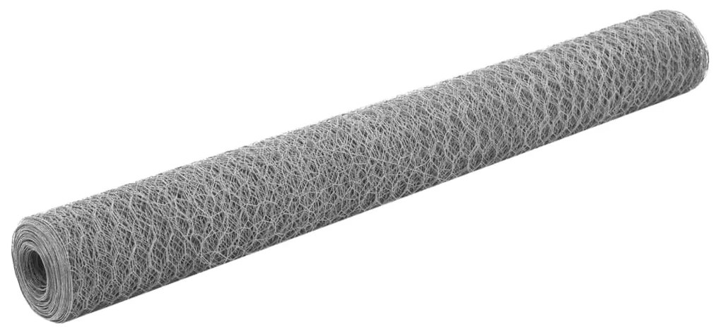 vidaXL Rede de arame p/ galinheiro 25x1,2 m aço galvanizado prateado