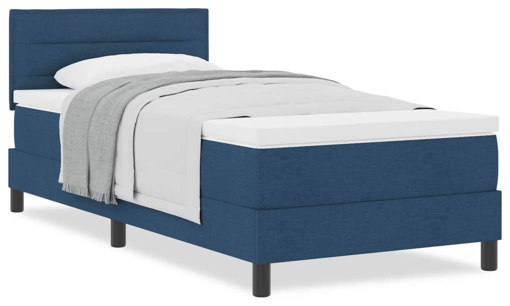 Cama Box Spring com Colchão Azul 90x200 cm Tecido