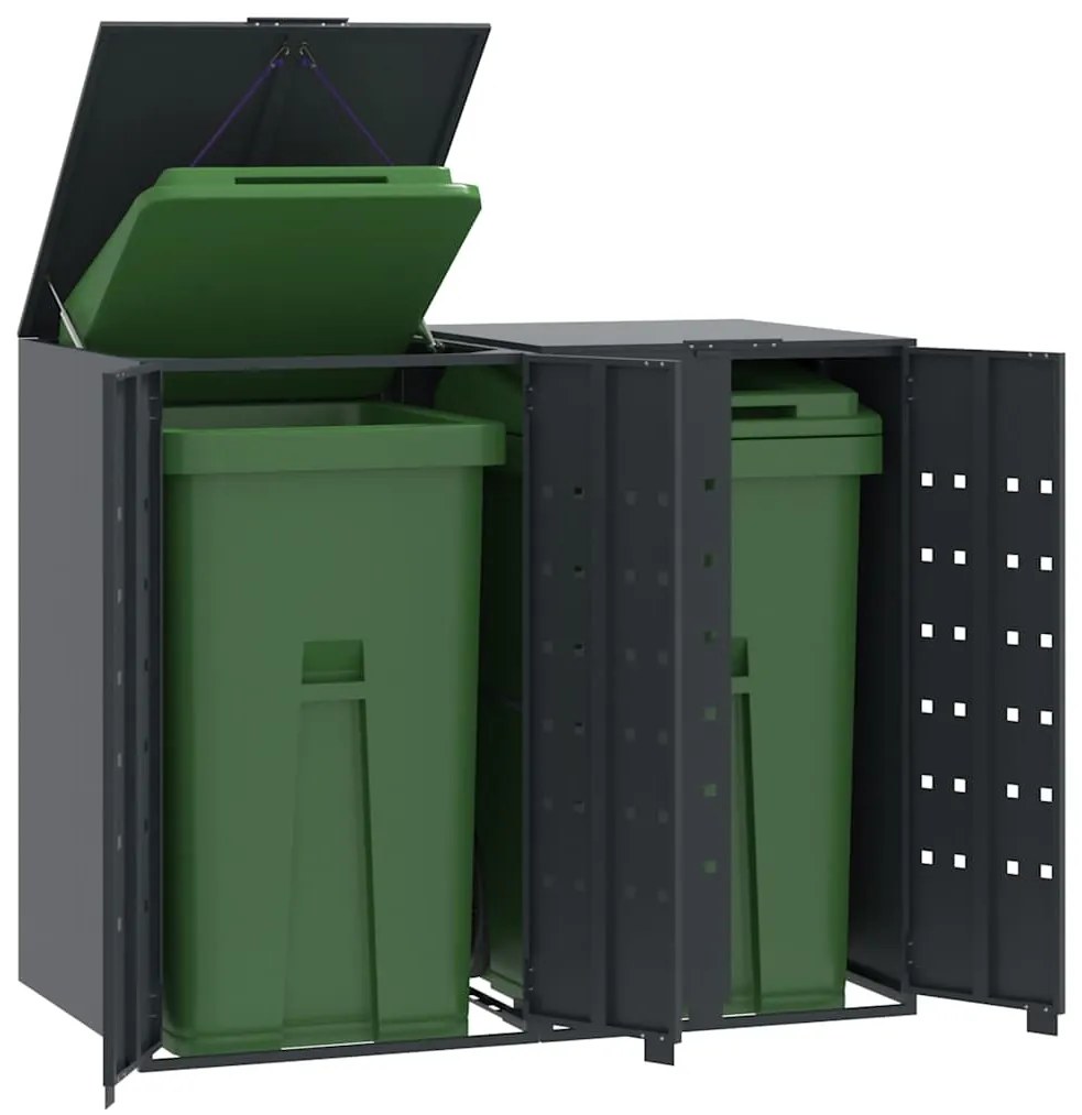 vidaXL Abrigo para 2 caixotes do lixo 138x79x117 cm aço antracite