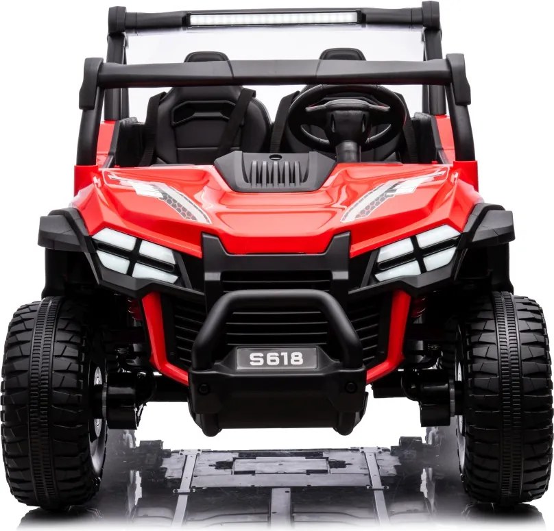 Carro elétrico para Crianças 24V, 4x4, 2 lugares Gravity Buggy Rodas de espuma EVA e assento Couro ecológico Vermelho