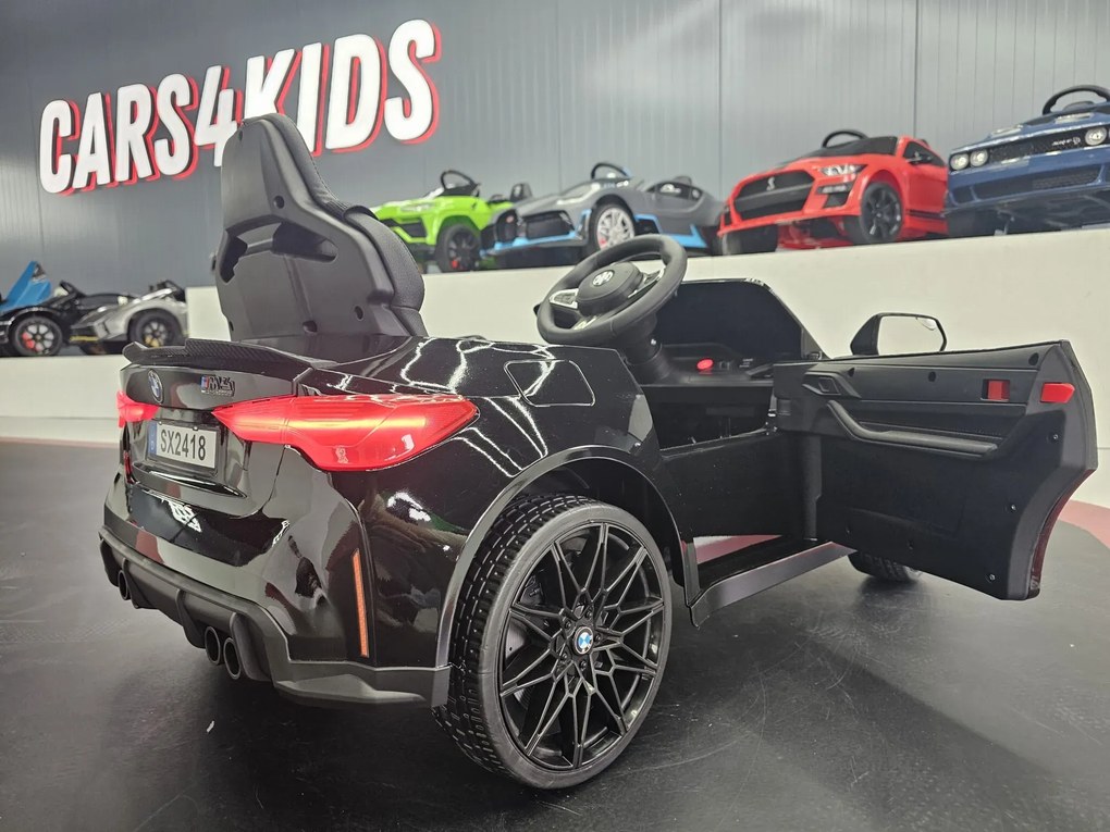 Carro elétrico infantil BMW M4 12V Com Rodas EVA e Assento em couro Preto metálico