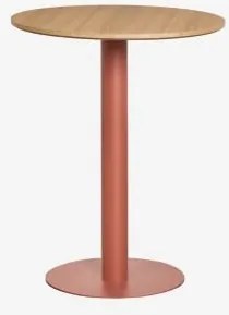 Mesa De Bar Redonda Em Mdf Xiren Ø60 Cm & Castanho Madeira Natural – Terracota - Sklum