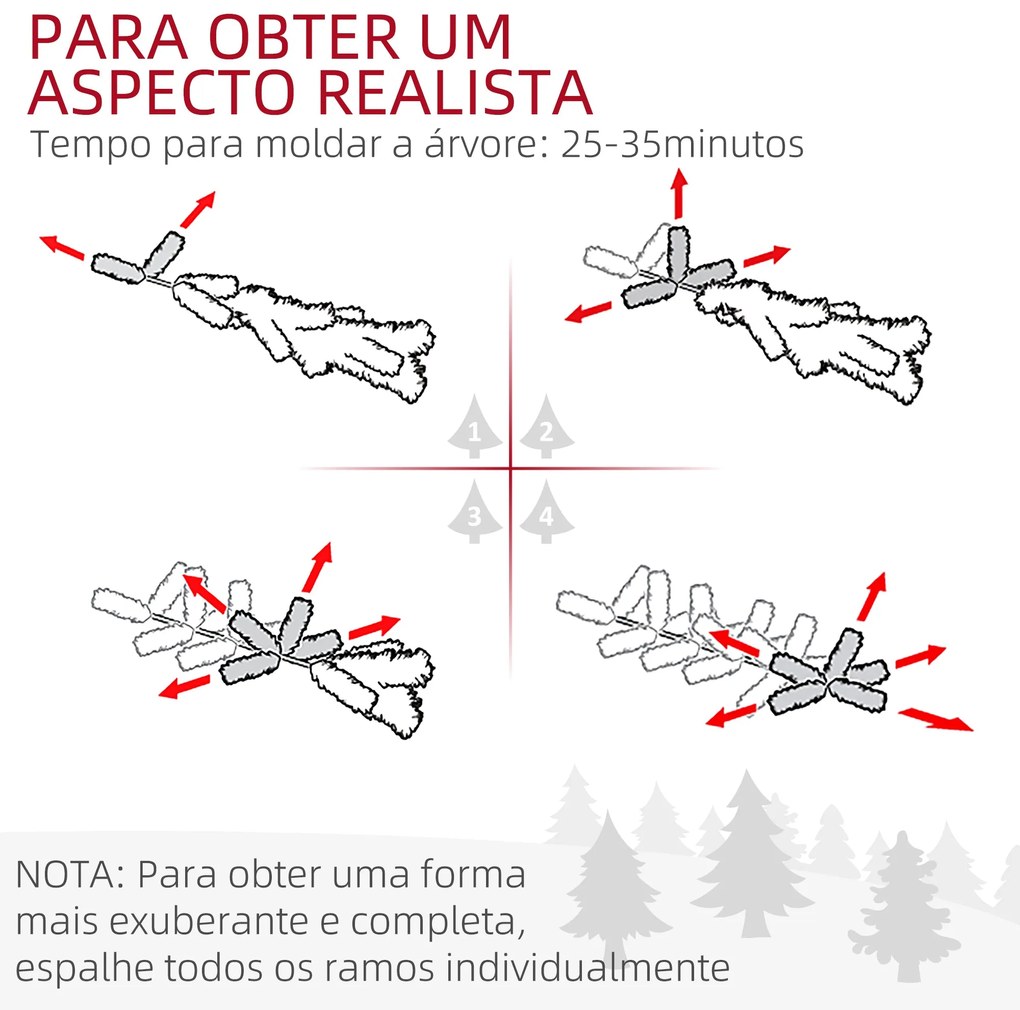 HOMCOM Árvore de Natal Artificial 180 cm Árvore de Natal Nevada com 52