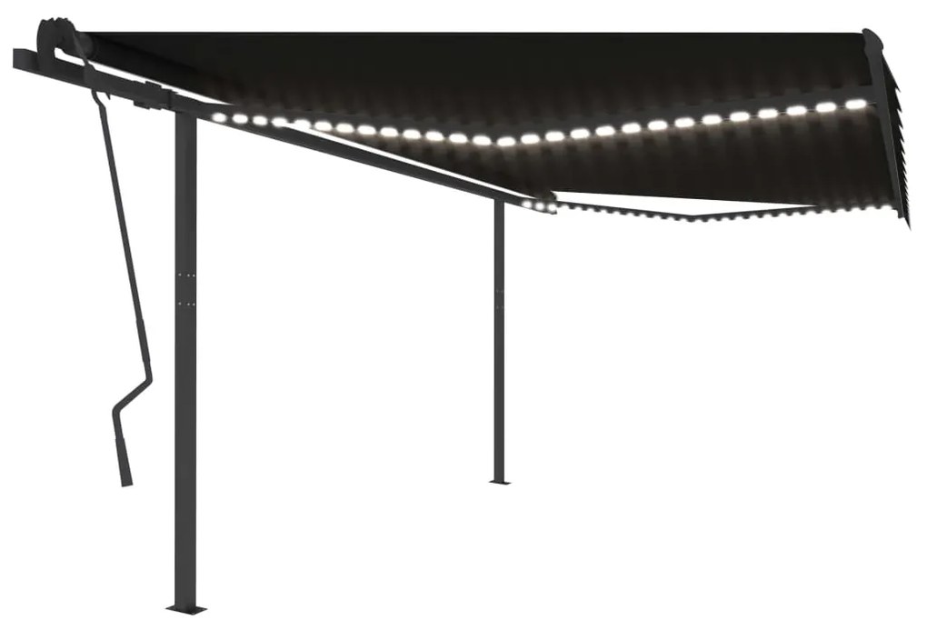 vidaXL Toldo retrátil manual com luzes LED 4,5x3,5 m antracite